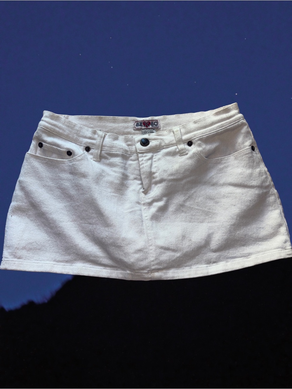 White Denim Mini Skirt - Unbranded